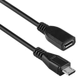 mumbi 09289 – Micro USB-förlängning – Micro USB-uttag till mikro-USB-kontakt för t.ex. billaddningskabel, datakabel, USB-kabel etc., svart