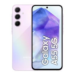 Samsung Galaxy A55 5G, Factory Unlocked Android Smartphone, 128GB, 8GB RAM, 2 day battery life, 50MP Camera, Awesome Lilac, 3 Year Manufacturer Extended Warranty (UK Version)