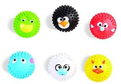 Edushape- 6 Mini Balles Sensorielles Texturées Thème Animaux Bolas Sensoriales, Multicolor (ED 722009/6)