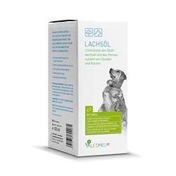 Valetumed Aceite de salmón, 100 ml, Aceite apoya el metabolismo y el Sistema inmunológico de Perros y Gatos, Proporciona ácidos grasos Esenciales Omega-3 y Omega-6