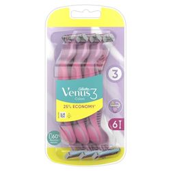 Gillette Venus 3 Colors, Scheerapparaat voor vrouwen, 6 stuks, Wegwerptrimmer voor vrouwen met 3 messen