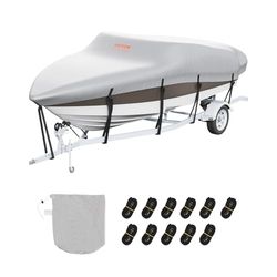 VEVOR Housse de Bateau Imperméable Bâche de Bateau 426-480 cm de Long 228 cm Large Couverture de Protection pour Bateau à Coque V en Oxford 600D Anti-UV avec Sac Amarrage Remorquage de Vedette Yacht