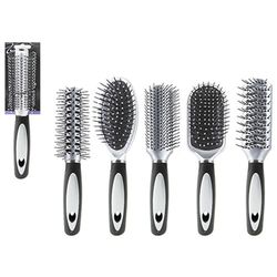 Lot de 1 brosse à cheveux argentée et noire de qualité supérieure, solution démêlante et coiffante pour tous les types de cheveux – Idée cadeau parfaite