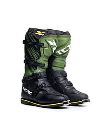 TCX X-Blast Bottes de Motocross, d'Enduro et de Tout-Terrain pour Hommes, avec Tige en Microfibre et Semelle Goodyear, Noir/Vert/Jaune, 43 EU