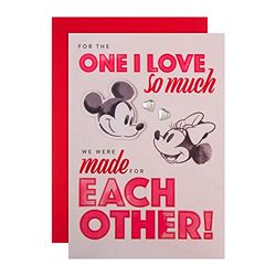 Hallmark Valentijnskaart, Valentijnskaart voor One I Love, Disney Minnie & Mickey Mouse Design, Rood, Wit
