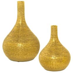Alexandra House Living Set de 2 Jarrones Dorado Cerámica 24 x 45 x 39 cm (2 Piezas)