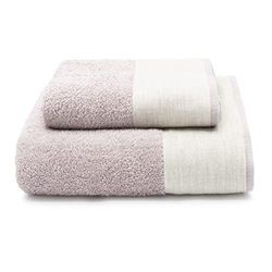 CREOLE Emily Asciugamani da Bagno, Cotone e Lino, Cipria, 1+1, 2 unità