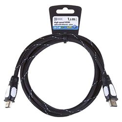 EMOS SL0301 ECO High Speed kabel met Ethernet/HDMI 1.4 / Full HD / 4K / 3D / ARC ondersteuning A-stekker 1,5 M zwart/nylon mantel/compatibel met PC, HDTV, LCD-TV, Xbox, PS3, PS4