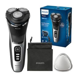 Philips Electric Shaver 3000 Series - Wet & Dry Electric Shaver for Men with SkinProtect Technology in Space Grey, Pop-up Beard Trimmer, Cordless Shaver with Travel Pouch (Model S3241/12)