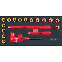 KS Tools SCS 3/8' VDE - Set di chiavi a bussola, 18 pezzi, con inserto di sistema 1/3