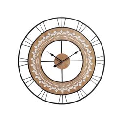 Romimex Wall Clock Black Wood Metal 50 x 50 x 5 cm