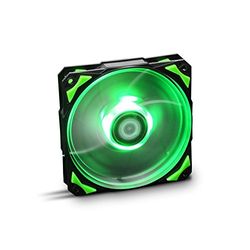 NOX Hummer H-FAN -NXHUMMERF120LG- Ventilateur de boîtier PC 120 mm, LED lumineuses, 7 pales translucides, roulements hydrauliques, coins de support en caoutchouc, couleur vert - noir
