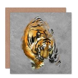 Wee Blue Coo PAINTING TIGER CAT ANIMAL WILD WATERCOLOUR BLANK GREETINGS BIRTHDAY CARD