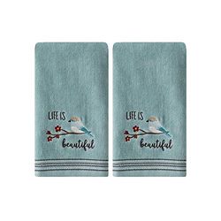 SKL Home by Saturday Knight Ltd. Life is Beautiful Lot de 2 essuie-Mains Aqua