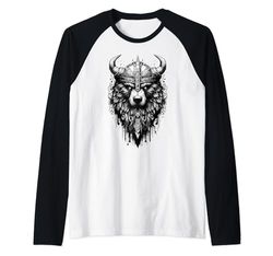 Oso Vikingo Guerrero Odin Berserker Oso Nórdico Guerrero Camiseta Manga Raglan