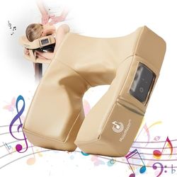 Music Master - Cuscino massaggiante Bluetooth ad alta fedeltà, per lettino da massaggio, ultra morbido, con grande apertura per gli occhi per un comfort superiore, colore: crema