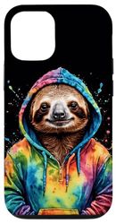 Carcasa para iPhone 13 Pro Perezoso Hoodie Colorido Divertido Animal Diseño Estampada