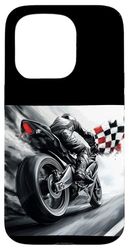 Motorcycle Racing with Finish Flag Costume for Man and Woman Case for iPhone 15 Pro