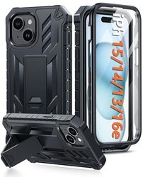 FNTCASE Cover per iPhone 15, Antiurto Case Compatibile con iPhone 14 con Cavalletto protezione Custodia per iPhone 13 Hard Anti-Graffio Protettiva Case Antiurto Custodia