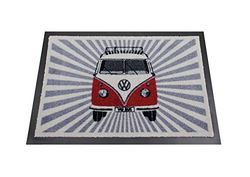 Brisa VW Collection - Volkswagen zerbino Vintage Antiscivolo e Assorbente, per Ingresso, da Interno/Esterno, T1 Bus Design (Rosso & Bianco/70x50cm)