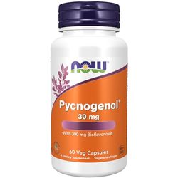 Now Foods, Pycnogenol, 30mg, Extrait d'Écorce de Pin, 60 Capsules végétaliennes, Sans Soja, Sans Gluten, Végétarien, Sans OGM