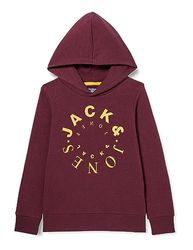 JACK&JONES JUNIOR Jjwarrior Sweat Hood Jnr capuchontrui voor jongens, Port Royale/Print: big, 128 cm