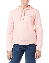 Armani Exchange Felpa in Pile con Logo Studded Cappuccio, Colore: Rosa, XS Donna