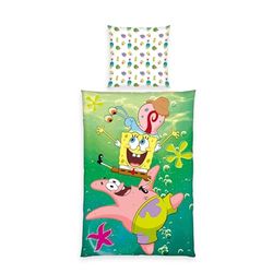 Herding Bob Esponja Ropa de Cama, Funda de Almohada de 80 x 80 cm, Funda nórdica de 135 x 200 cm, con Cremallera Suave, 100% algodón/Renforcé