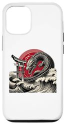 iPhone 13 Pro Sunset Wave Japanese Art Reptile Vintage Komodo Dragon Case