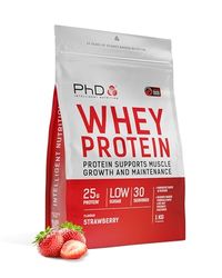 PhD Nutrition Whey Powder 1kg Strawberry – with 25g Informed Protein per Serving, enriched with Well-Tolerated Cultures