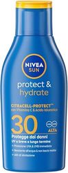 NIVEA SUN Protect & Hydrate SPF 30 Formato Viaggio 100 ml, Crema solare 30 idratante 48h ad assorbimento rapido, Protezione solare 30 resistente all'acqua con Vitamina C e Acido Ialuronico