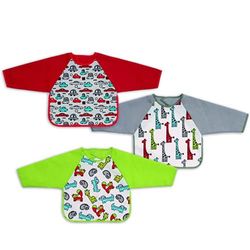 Ti TIN | 4-pack vattentäta babymattor, 23 x 28 cm | Haklapp med elastisk stängning för spädbarn från 6–18 månader, 73% bomull – 27% polyestervinylfoder, olika djurmotiv/färger