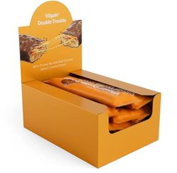Vilgain Double Trouble Protein Bar | Two-layer nut bar with 29% protein & stevia sweetness | Bar ideal for muscle building & snacking (12x55g, Salted Caramel)