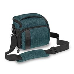 PEDEA Borsa per macchina fotografica *Fashion* petrolio 19x17x15 cm (LxHxP) - Borsa per fotocamera reflex - Borsa per macchina fotografica grande - Borsa a tracolla - Fotocamera di sistema