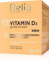 Delia Cosmetics – Vitamin D3 Precursor - Anti-Wrinkle Normalising Day Cream – All Skin Types - Acne Skin - Hydrating, Firming – Reducing Sebum – Co-Enzyme Q10 – Niacinamide – Tumeric – Hemp Oil – 50ml