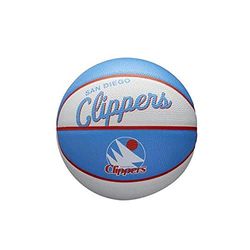 Wilson Mini Pallone da Basket NBA TEAM RETRO BSKT MINI, Utilizzo Outdoor, Gomma, Misura Mini, Bianco/Blu (Los Angeles Clippers)