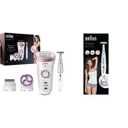 Braun Silk-épil 9 Epilator for Long-Lasting Hair Removal with Electric Shaver & Trimmer & Silk-épil Bikini Styler, 3-in-1 Precision Bikini Trimmer with Precision Head