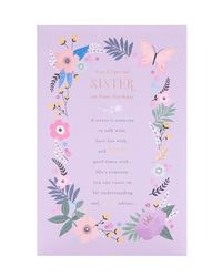 UK Greetings Verjaardagskaart voor zus - Floral Border Design - Thinking of You Range