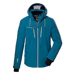 killtec Uomo Giacca da sci/giacca funzionale con cappuccio e paraneve con chiusura a cerniera KSW 44 MN SKI JCKT, mittelblau, L, 38698-000
