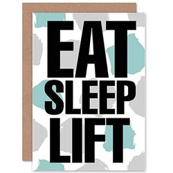 Wee Blue Coo Eat Sleep Lift Word Art Blank Greeting Card