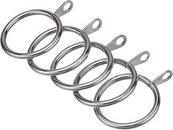 Silver Curtain Pole Rings 30mm Strong Metal Curtain Hanging Rings Sliding Eyelet Rings Hanging Rings Pack of 24.