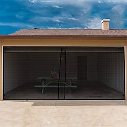 Moustiquaire magnétique pour porte de garage – Maille en fibre de verre et moustiquaire pour garage de 2 voitures avec matériel de montage (noir) Pure Garden