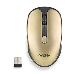 NGS EVO RUST GOLD - Uppladdningsbar trådlös mus 2,4 GHz för dator/bärbar dator/MacBook/PC/Mac/iPad/surfplatta, tysta tangenter, 3 justerbara DPI-nivåer: 800/1200/1600. Designad för högerhänta, guld