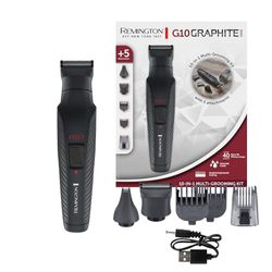 Remington PG2100 - Kit per toelettatura da uomo, in grafite G10, con 5 accessori, regolabarba, regolabarba, corpo, naso e orecchie, tagliacapelli, lame autoaffilanti, impermeabile, durata 40 minuti