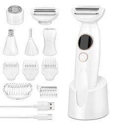 GlasFlength Multifunctional 5-in-1 Women's Shaver, Full Body Waterproof Hair Removal Device, Type C Charger, Hair Removal Device with Digital Display