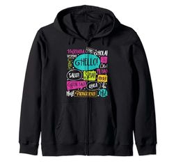 Hello Word in Different Teacher language Sudadera con Capucha