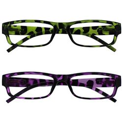 The Reading Glasses Company Green & Purple Tortoiseshell Readers Value 2 Pack Womens Ladies UVR2PK009_009PP +1.00