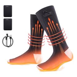 Todeco Verwarmde sokken voor heren en dames, 2 x 5000 mAh, elektrisch, oplaadbaar, met 3 temperatuurniveaus, voetwarmer voor skiën, jagen, wandelen