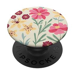 Vanilla Off-White Matte Floral Flower Design PopSockets PopGrip: Swappable Grip for Phones & Tablets