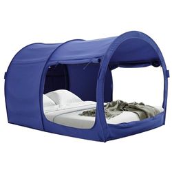 LEEDOR Tente de lit de rêve - Abri de lit - Chaude et Respirante - pour Enfants et Adultes - en Attente de Brevet - Bleu Marine (Matelas Non Inclus)